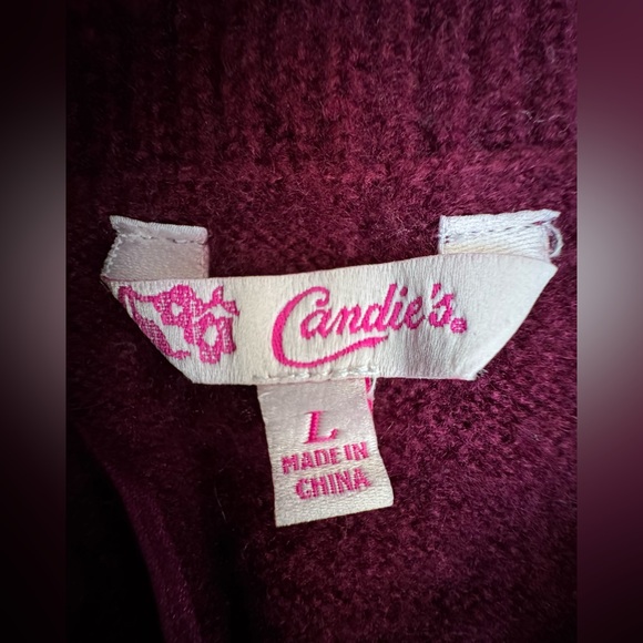 Candie's  burgundy Cowl Neck Sweater Dress size L - Picture 3 of 4
